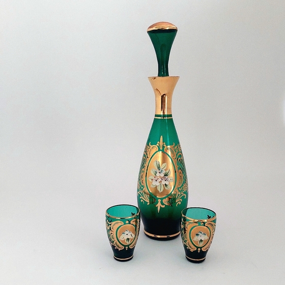 Source Unknown Other - Murano Glass Art Decanter Set Mid Century Liqueur Bar Cart Display